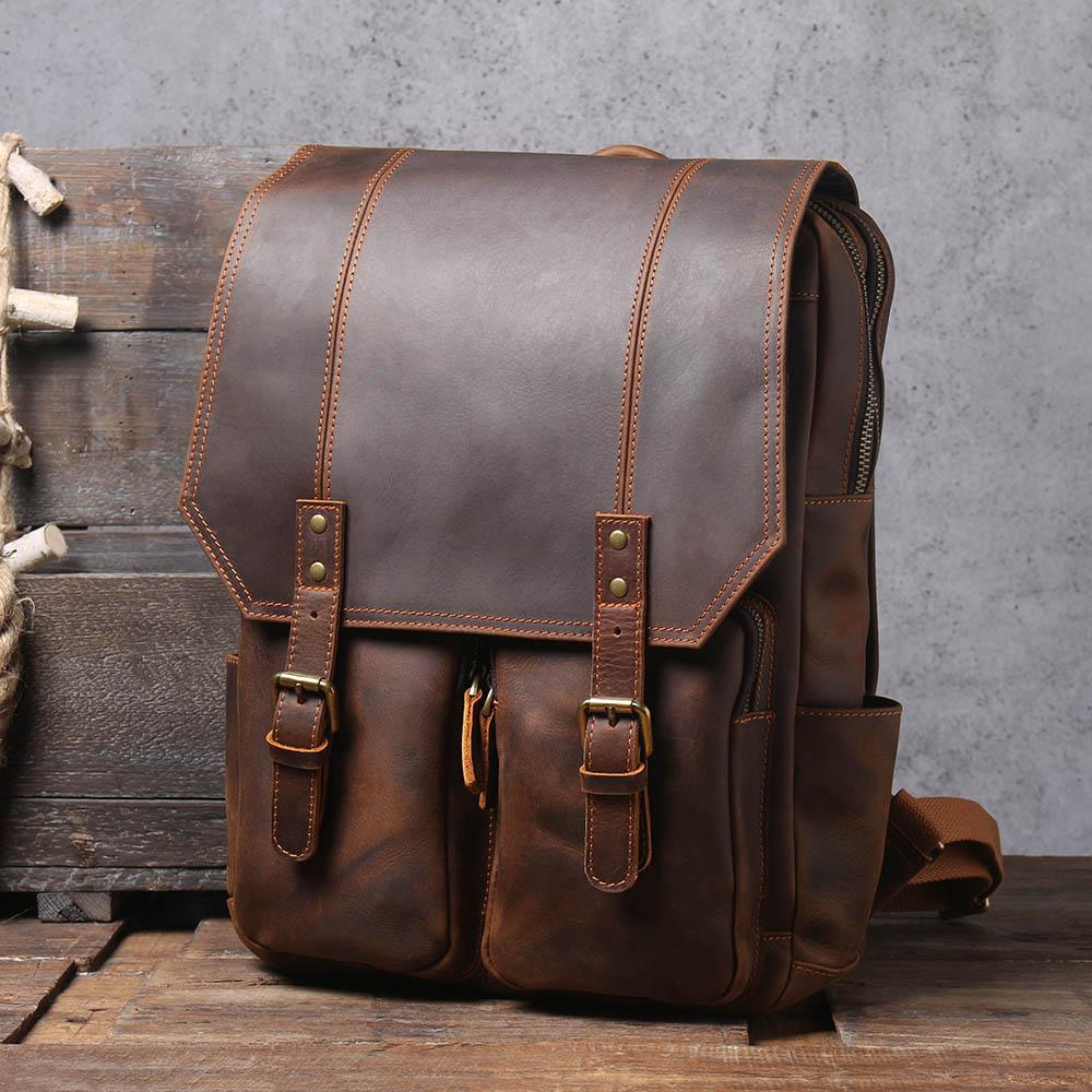 Barven | Uniseks vintage leren rugzak | Bruin
