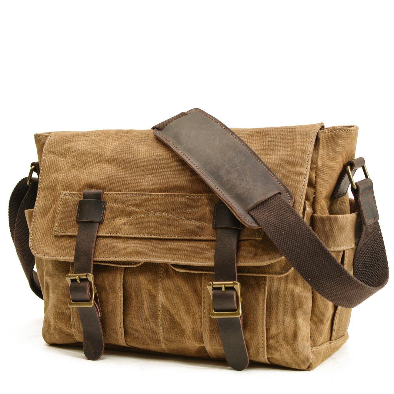 Auren | Vintage canvas schoudertas | Legergroen