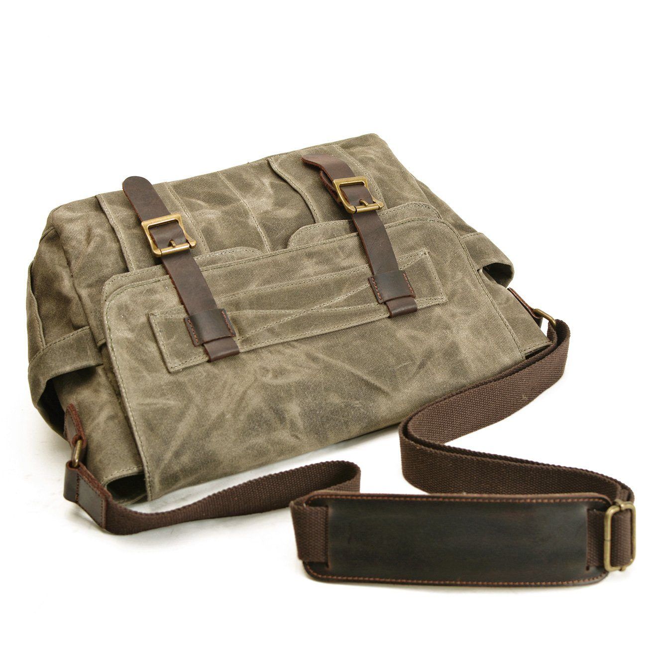 Auren | Vintage canvas schoudertas | Legergroen