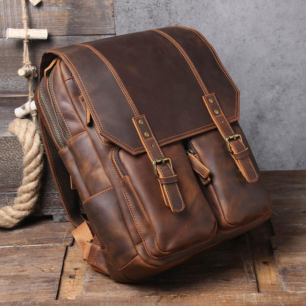 Barven | Uniseks vintage leren rugzak | Bruin