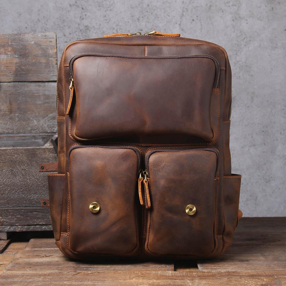Barven | Uniseks vintage leren rugzak | Bruin