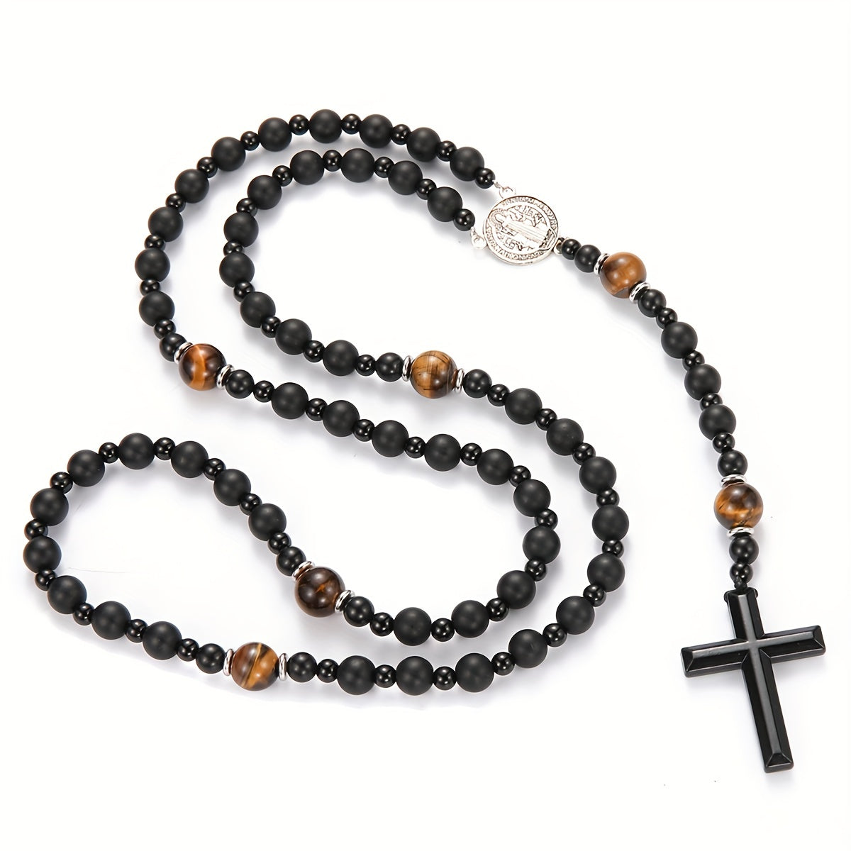 Dravon | Uniseks spirituele kralenketting met kruis | Zwart