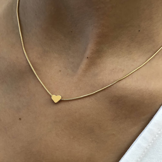 Solmira | Dames hart- en sterhanger ketting op slangketting | Goud