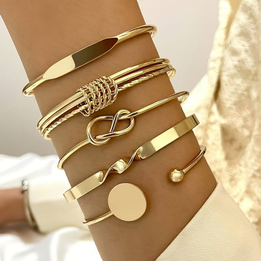 Amelise | Vrouwen minimalistische armbanden set met glanzende geometrie | Goud