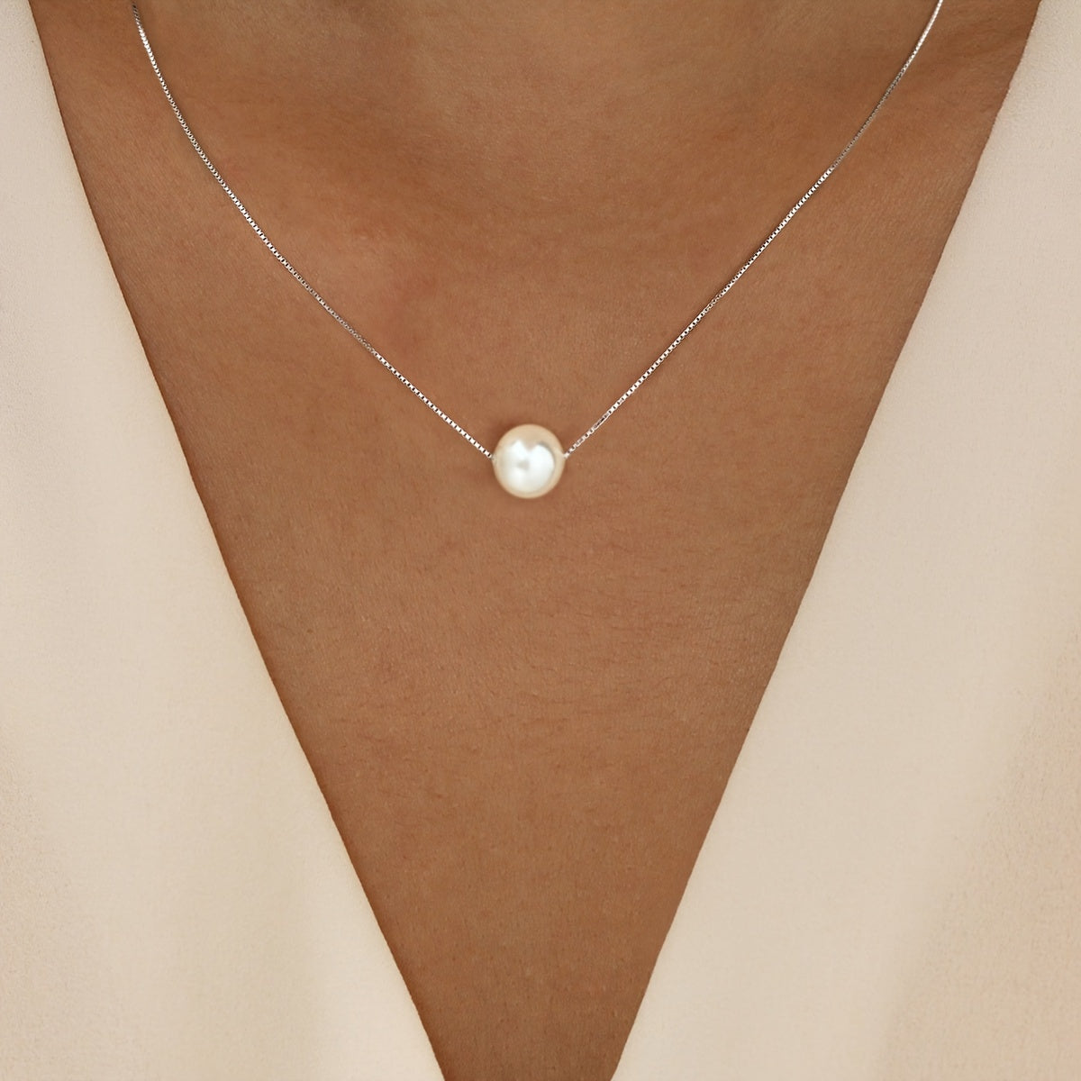 Solena | Dames parelketting met minimalistisch design | Zilver