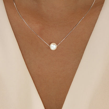 Solena | Dames parelketting met minimalistisch design | Zilver