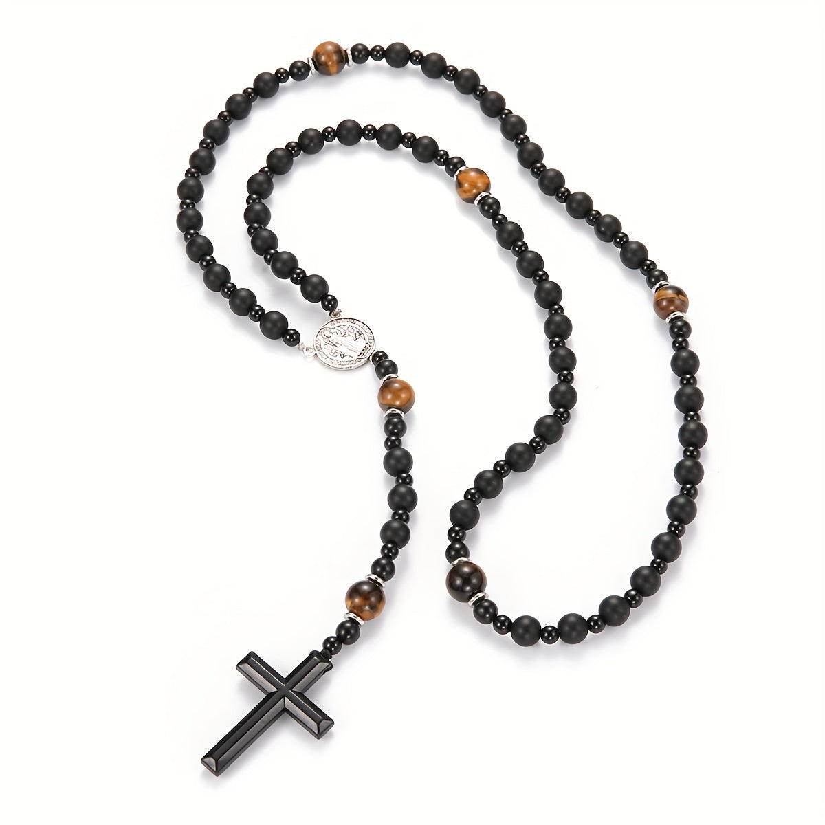 Dravon | Uniseks spirituele kralenketting met kruis | Zwart
