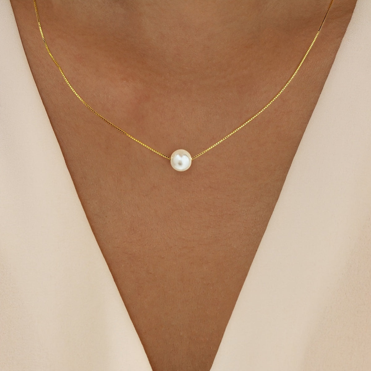 Solena | Dames parelketting met minimalistisch design | Zilver