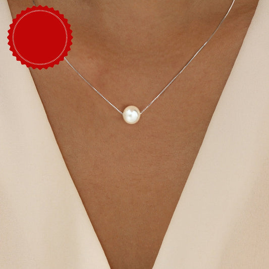 Solena | Dames parelketting met minimalistisch design | Zilver
