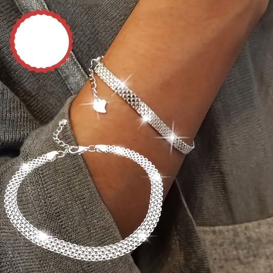 Auron | Unisex sprankelende schakelarmband | Zilver