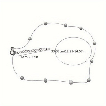 Lunelle | Dames minimalistische parelketting met onzichtbare draad | Wit