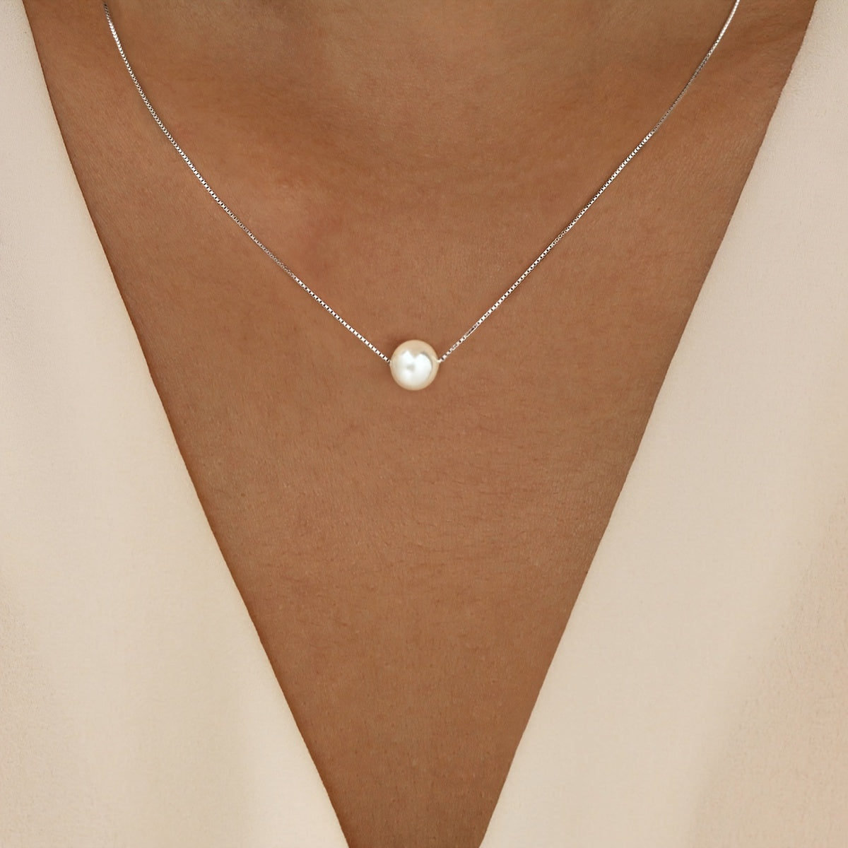 Solena | Dames parelketting met minimalistisch design | Zilver