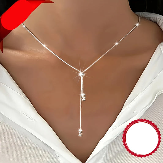 Ysolde | Dames verstelbare Y-vormige ketting met vintage glans | Zilver