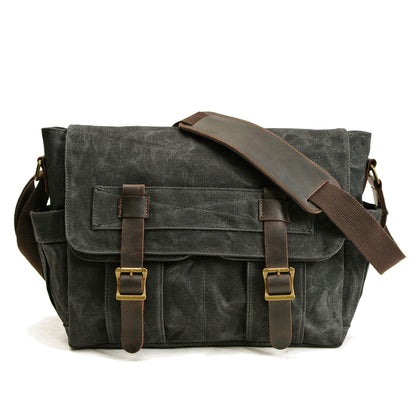 Auren | Vintage canvas schoudertas | Legergroen