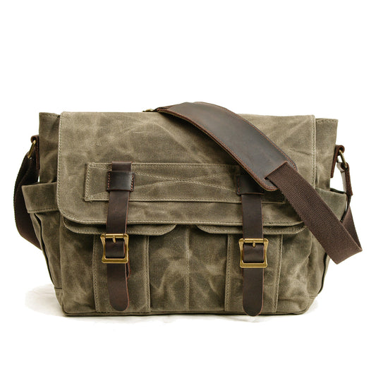 Auren | Vintage canvas schoudertas | Legergroen