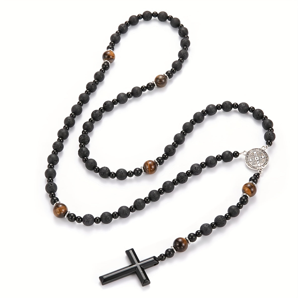 Dravon | Uniseks spirituele kralenketting met kruis | Zwart